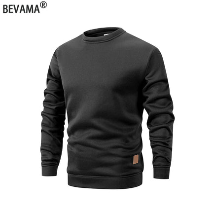 Men's Warm Crew Neck Sweatshirt Fleece Lined Thermal Pullover Autumn Winter Fashion Casual Sweater Loose Knit Long Sleeve Hoodie