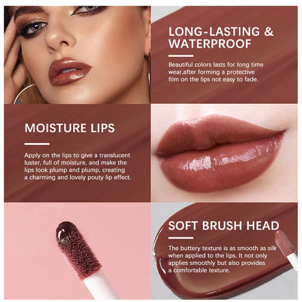 8ml Butter Non-stick Cup Gloss Lip Gloss Moisturizing Mirror Lip Gloss Lasting Color Lip glaze Dye Lip Liquid Makeup For Women