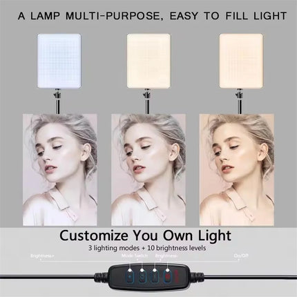 BSLIUFANG LED Photography Light Selfie Lights Conference Lighting Lamp With Scissor Arm Stand For Zoom YouTube Live Streaming