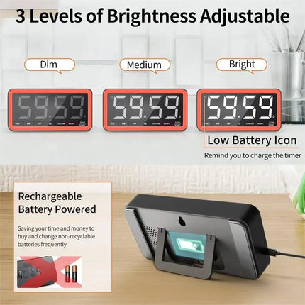 VOCOO Rechargeable Larger LED Digital Kitchen Timer Portable Magnetic Countdown Timer Cooking Timer For Classroom Kitchen