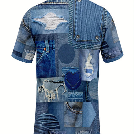 Men's Mesh Fabric Polyester Brazing T-shirt with Fashionable Letter Printing, Comfortable, Thin, and Breathable Short Sleeved Design