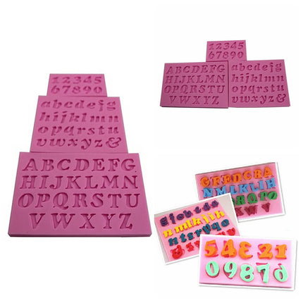 3Pcs/Set Number Letter Shape Silicone Mold Cake Decoration 3D Food Grade Soap Chocolate Moulds
