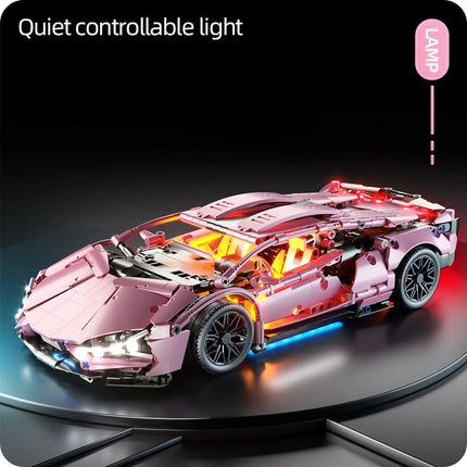 1299 PCS Tech 1:14 Pink Racing Sports car building blocks Assemble brick car toys for girls birthday presents Christmas presents