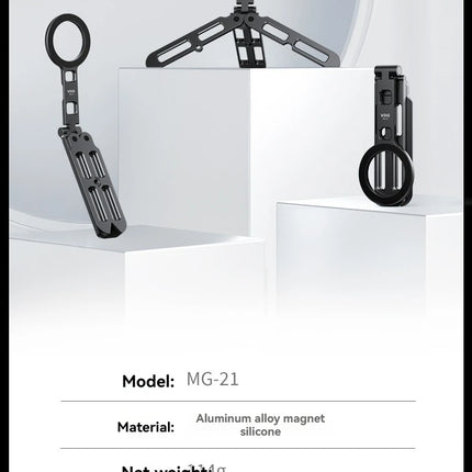 VRIG MG-21 Magnetic Phone Holder Magsafe Tripod with Arca-Swiss Cold Shoe for Phone Vlog Foldable Desktop Phone Mount for Travel