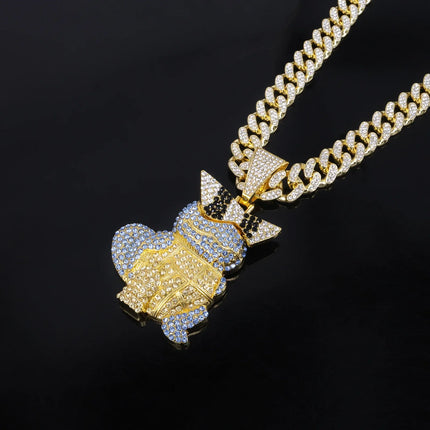 Anime Diamond Squirtle Pendant Necklace Men's and Women's Fashion Cuban Chain, Children's Holiday Gift