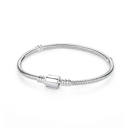 Original 925 Sterling Silver Bracelets Bangles Love Heart Clip Charms Beads Snake Chains For Women Rose Gold DIY Luxury Jewelry