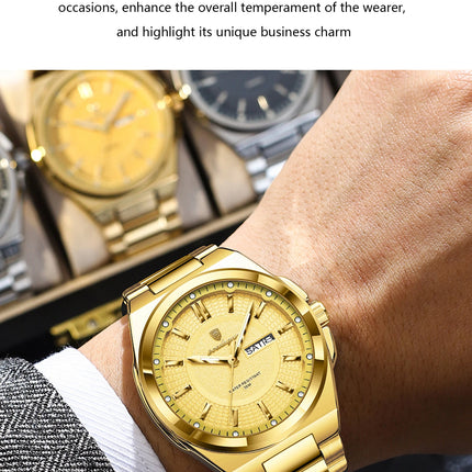 POEDAGAR Luxury Business Men's Watches Stainless Steel Waterproof Luminous Men's Watch Date Week Quartz Original Men's Wristwatches