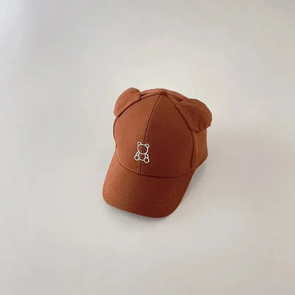 Cartoon Bear Embroidery Kids Baseball Cap Soft Brim Sun Hat for Boys Girls 2-8Y Unisex Children's Fashion Adjustable Buckle‌ ‌