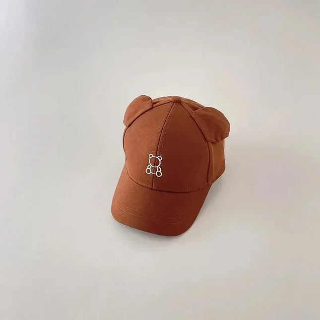 Cartoon Bear Embroidery Kids Baseball Cap Soft Brim Sun Hat for Boys Girls 2-8Y Unisex Children's Fashion Adjustable Buckle‌ ‌