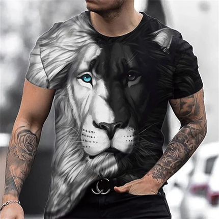 Tiger Print Men's Pattern Design O Neck Novelty T Shirt Temperament Casual Comfortable T Shirt Summer Men's 3D Clothing Tops