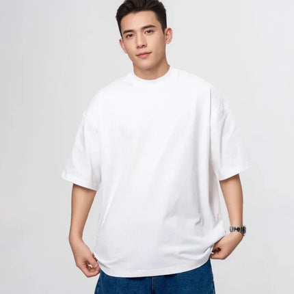Heavy Weight 425 grams Men T Shirt Cotton Half Sleeve Breathable High Quality Round Neck Basic Tops Men Summer T-Shirt