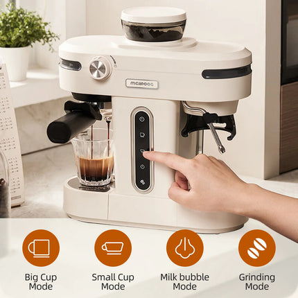 Mcilpoog AC510 19Bar Semi Automatic Coffee Espresso Machine With Grinder & Steam Wand Espresso Maker