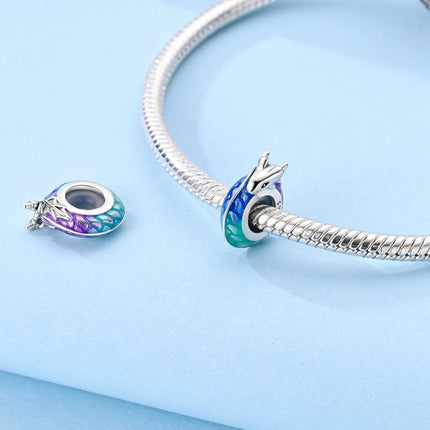 925 Sterling Silver Charms Beads Cute Fire Dragon Shaped Chameleon Charms Fit Original Pendants Bracelet DIY Women Jewelry Gift