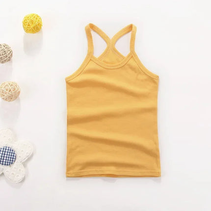 Children's Vests T-shirts Summer Boys Girls Cotton Sports Tops Waistcoat Solid Color Casual Kids Vest