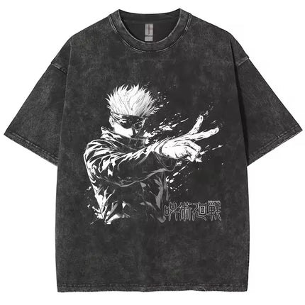 Anime Jujutsu Kaisen Gojo Satoru T Shirts Washed Men Women Cotton Harajuku T-Shirts High Quality Retro for Men Women Tops Tees