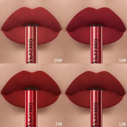 QIBEST Liquid Lipstick Waterproof Velvet Nude Matte Sexy Red Lip Gloss Long Lasting Nonstick Lip Stain Makeup 24 Colors Hots