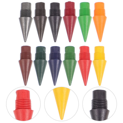 12 Pcs Colored Pencil Heads Everlasting Refill Infinite Replaceable Nibs Writing Supplies Students Artists School Office Pens