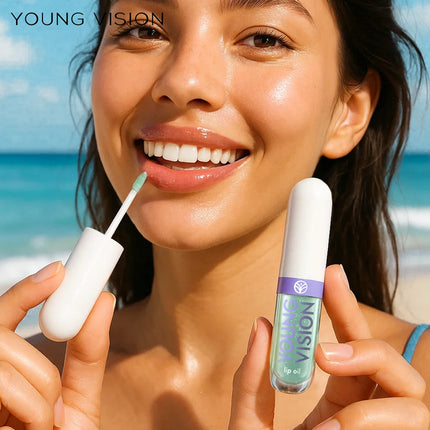 YOUNG VISION 6-Color Refreshing Fruit Flavored Moisturizing Lip Oil Set Colorful, Hydrating, and Moisturizing Lip Gloss
