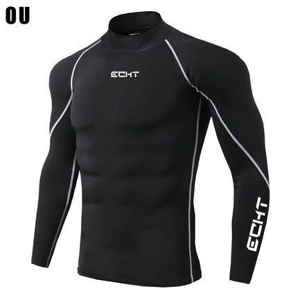 Men's Workout Compression Shirt Turtleneck Long Sleeve Rash Guard Gym Base Layer Athletic Undershirt Gear Sports Shirt