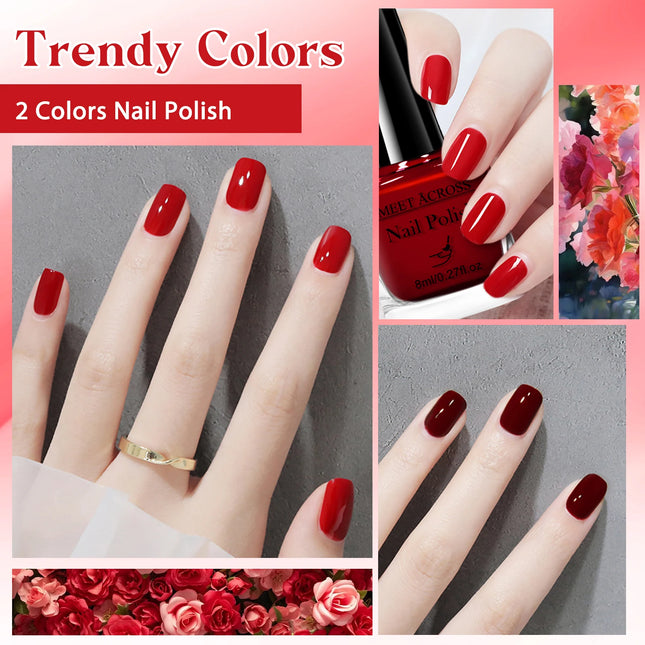 2pcs 8ml Water-Based Nail Polish Set Long Lasting Quick Drying No Need of Lamp to Cure Nail Supplies Vernis for Nails Manicure