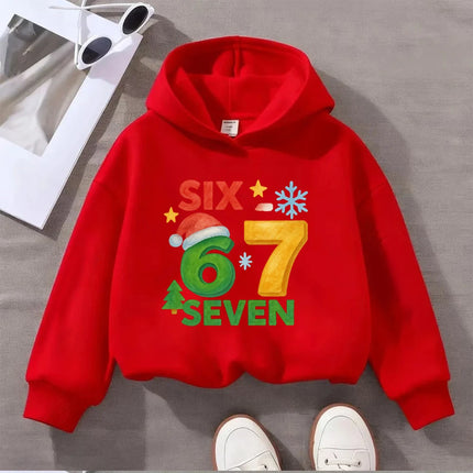 Kids Christmas Sweatshirt with 67 Number Print Santa Hat Snowflake Xmas Tree Toddler Boys Girls Holiday Pullover jumper Top