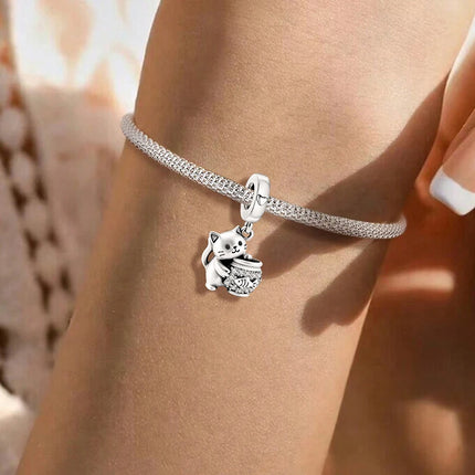 925 Sterling Silver Hedgehog Dinosaur Animal Series Spot Dog Charms Beads Fit Original Pan Bracelet High Quality DIY Jewelry