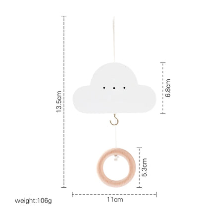 Baby Wooden Bed Bell Cartoon Rabbit Mobile Hanging Rattles Toy Hanger Crib Mobile Bed Bell Wood Toy Holder Arm Bracket Kid Gifts