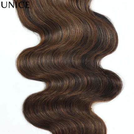 UNice Chestnut Brown Ombre Body Wave 4x4 Lace Closure 1PC 100% Human Hair Closure Only Free Part Lace Closure 14-20 Inch