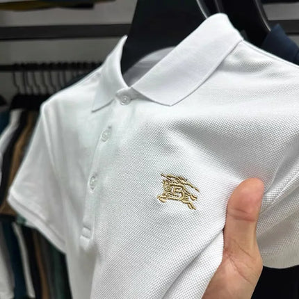 100% pure cotton fashionable men's short sleeve polo shirt 2025 summer  golf casual top high-end brand embroidered design Tshirt
