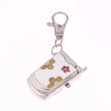 1 Piece Fashion Retro Cute Backpack Pendant Flip Phone Keychain Watch Hanging Watch Creative Gift