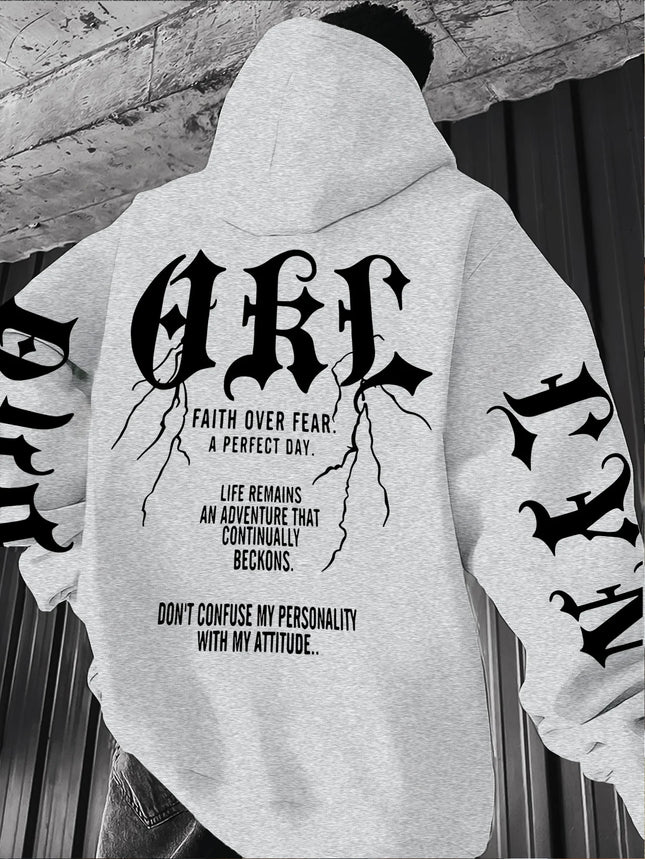 Gothic Font Versatile Street Men Women Pullover Hoodie Casual Loose Sport Hip-hop Y2K Autumn Winter Adult Sweatshirt Top Clothes