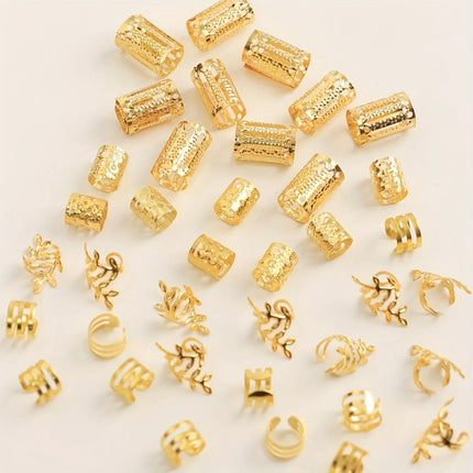 40pcs/set Mixed Hair Rings Set, Dreadlocks Beads Hair Braid Rings Clips Dread Locks Hair Braiding Cuffs Decoration/Accessories