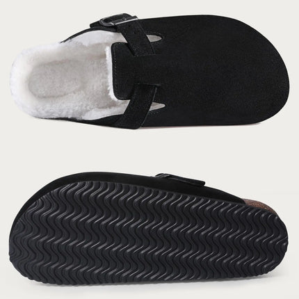 Kidmi New Women Clogs Men Clogs Suede Slippers Fashion Cork Footbed Leather Slippers Classic Mules Soft Antiskid House Slippers