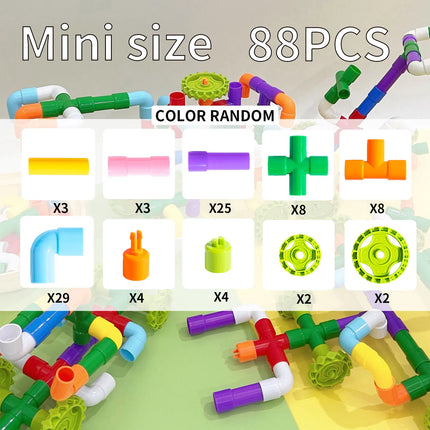 Children'S Pipe Toy Wheel Assembly Water Pipe Insertion Male And Female Bagged Plastic Versatile Large Particle Building Blocks