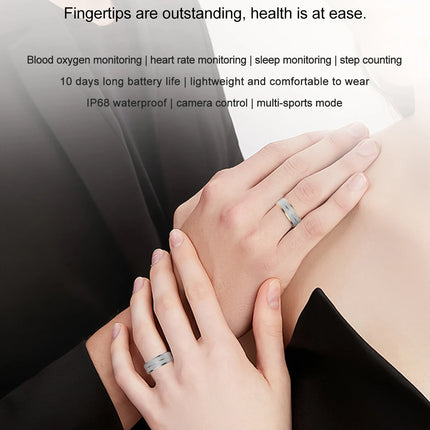 Smart Ring Heart Rate & Blood Oxygen Monitor with Photography Sleep Tracking Exercise Monitor Waterproof SR01 with Charging Case
