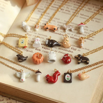 Simple style cute small animal series pendant fox stainless steel accessories gold plated