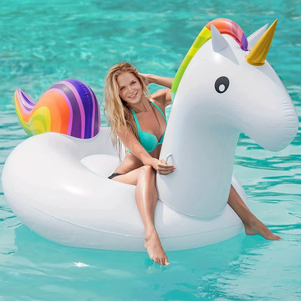 102" Giant Inflatable Unicorn Pool Float with Handles - Summer Beach Swimming Pool Party Toys Ride-on Lounge for Multi Players