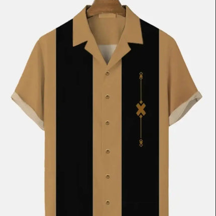 Stripes Simple Casual Dress Shirts European Size Men's Hawaiian Fashion Short Sleeve Loose Breathable Top Button Summer