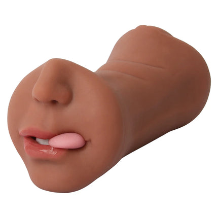 3in1 Band teeth mouth vagina anal plug male masturbator cup deep throat silicone dildo moves masturbation pleasure toys for men