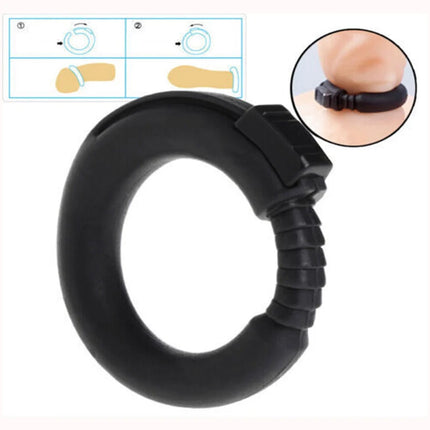Male Adjustable Silicone Penis Cock Ring Enhancer Prolonging Delay Ejaculation Adjustable Male Chastity Device White Black