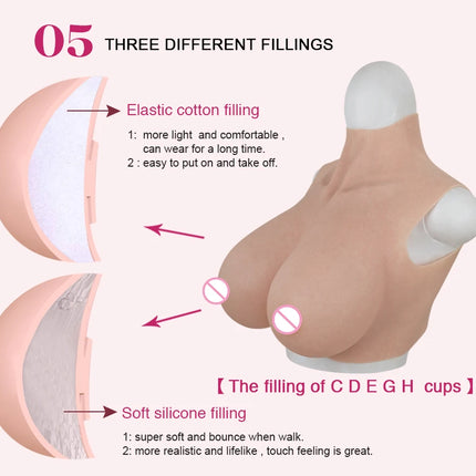 Dokier Realistic Fake Boobs Large Silicone Breast Form for Crossdresser Transgender Shemale Drag Queen Crossdressing S Z Cup