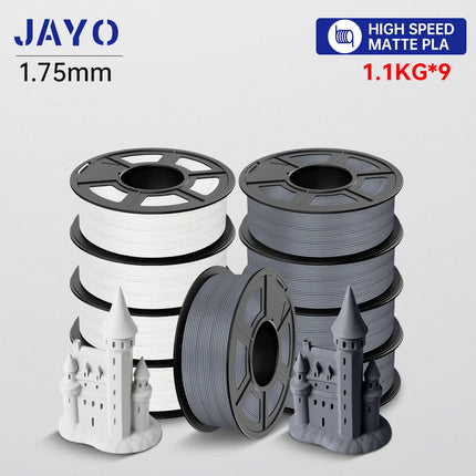 JAYO High Speed PLA matte 3D Filament 1.75mm PLA 3D Printer Filament 9Rolls/set Neatly Wound Matte Effect 3D Printing Materials