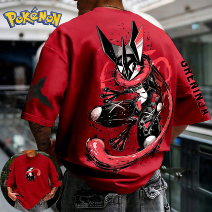 Pokémon Greninja Trendy Cool Print Short-sleeved T-shirt Harajuku Street Style Summer New Men's  Women's Tops Parent-child Tops