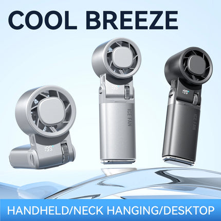 2026 6000mAh Semiconductor Refrigeration Mini Handheld Fan Turbine High-speed Violent Electric Fan Folding Neck Ice Pack