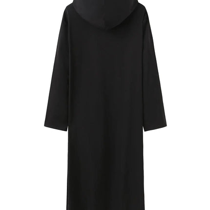 African Middle East Black Robe Men Round Neck Hooded Loose Casual Pullover Long Gown Ethnic Style Loungewear