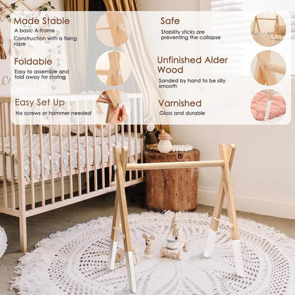 1set Wooden Baby Play Gym Animals Pendant  BPA Free Food Grade Wooden Teether Toys Interactive Baby Birth Gift Wooden Blank Toys