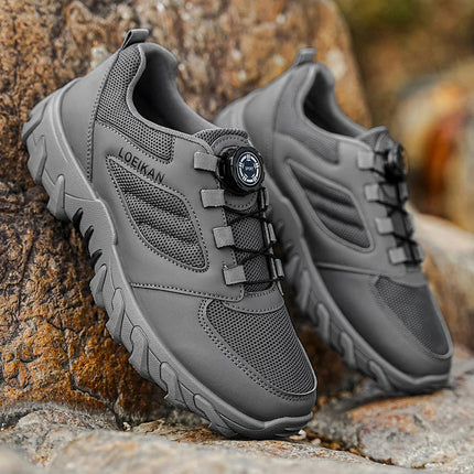 LOEIKAN Men's Multi-Functional Outdoor Hiking Shoes - Rotary Buckle Quick-Lock, Non-Slip Breathable Trekking Sneakers for Men