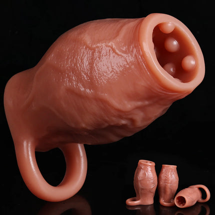 Penis Ring Dick Sleeve Enlargement Lock Sperm Men Sex Toy Enlarged and Thicken Cock Sleeve Soft Silicone Male Adult Sexy Toys 18
