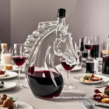 1Pc Whiskey Bottle Engraved Horse Head Shape Glass Decanter For Whiskey Bourbon Brandy Unique Liquor Bottle Gift For Lovers