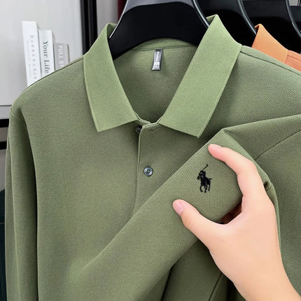 100% cotton fashionable spring autumn new Paul brand embroidered T-shirt men's comfortable skin-friendly long-sleeved polo shirt